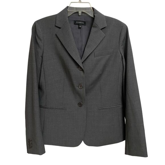 Talbots Women's Wool Blend Three Button Blazer Size 6 Grey Office Career Preppy - Picture 1 of 15